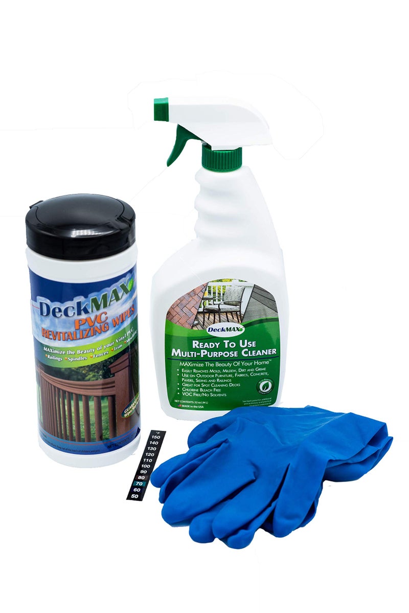 DeckMAX PVC Wipe Bundle-Clean & Revitalize PVC Railings & Trim with Our PVC Wipe Bundle. Contains Complete kit to Clean and revitalize Your PVC railings, Posts & Trim Boards! Easy to use Wipes! - Image 1